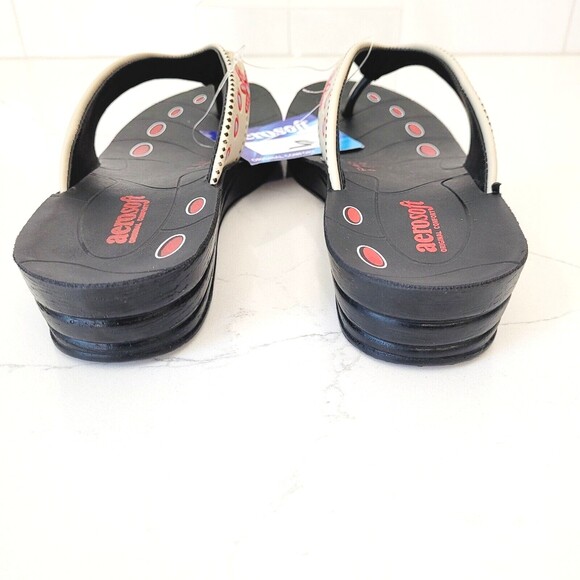NEW Aerosoft Womens Sz 9 Sandals Flip Flop Thong Red Flowers EU 40 Arch Support - Picture 5 of 11
